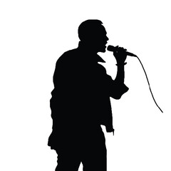 Musician Silhouette Transparent Background – Black and White Male Singer Vector Logo