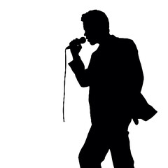 Male Singer Silhouette – Transparent Background, Black and White Vector Logo Design