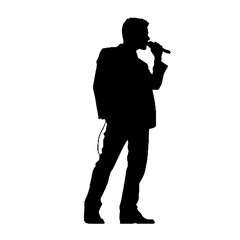 Male Performer Silhouette – Vector Logo in Black and White on Transparent Background