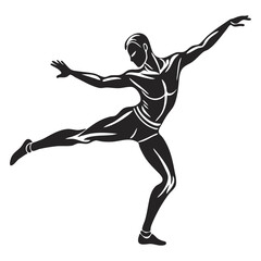 Stencil art of a dancing man silhouette.