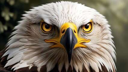 Capture the untamed beauty of nature with this stunning close-up of an eagle&rsquo;s face in the wild. The intense gaze of the eagle, with its sharp, fierce eyes