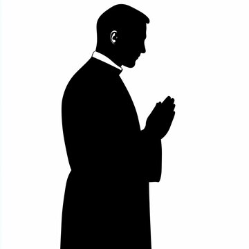 recommend clip art: Silhouette of a Priest Praying in Contemplation