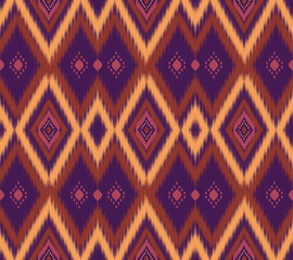 Ikat seamless pattern, geometric design, motif ethnic handmade, Ikat ethnic tribal, boho colors seamless wallpaper. Ethnic Ikat abstract background art, greeting cards, printing products