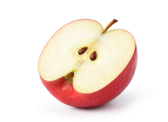 Red apple cut in half isolated on white background. Clipping path.