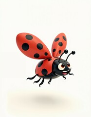Cute Cartoon Ladybug Flying isolate on white background