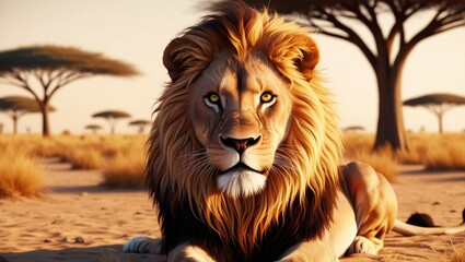 Wildlife Photography of a Beautiful Male Lion in Natural Habitat