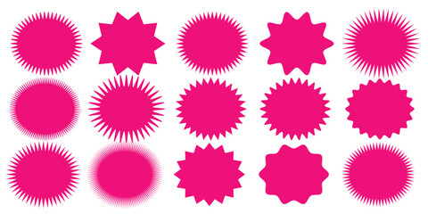 Starburst, sunburst, burst, badge, sticker, stamp, seal or label, flat vector icon, design element.