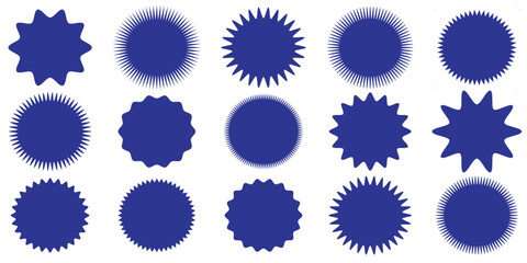 Starburst, sunburst, burst, badge, sticker, stamp, seal or label, flat vector icon, design element.