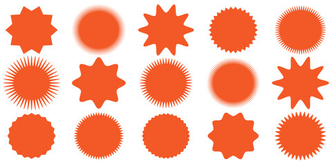 Starburst, sunburst, burst, badge, sticker, stamp, seal or label, flat vector icon, design element.