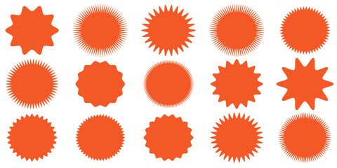 Starburst, sunburst, burst, badge, sticker, stamp, seal or label, flat vector icon, design element.