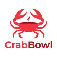 crab bowl restaurant flat minimalist logo design