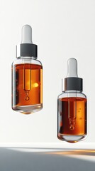 Fototapeta premium Two floating ampoule bottles at slight angles 