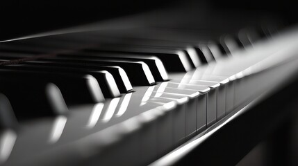 A close-up of a black-backed piano keyboard
