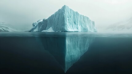 Mysterious Iceberg with Hidden Layers Beneath Water, mystery, nature, ocean, blue