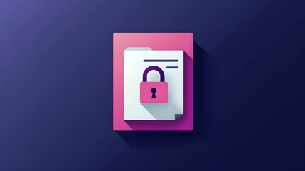 Secure Document Icon with Padlock Symbol, security, privacy, protection, sign