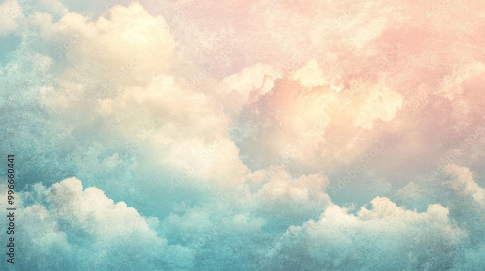 Aufkleber Soft clouds in pastel hues with a grunge texture creating a dreamy and abstract nature background
