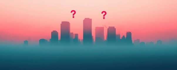 Fototapeta premium A city skyline shrouded in smog