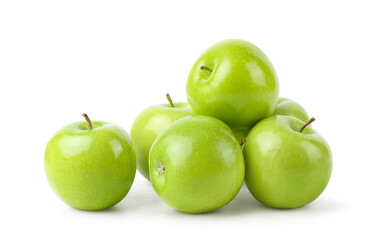Fresh green apples isoolated on white background. Clipping path.