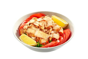 A bowl ofTurkish chicken doner with salad, Tavuk Döner