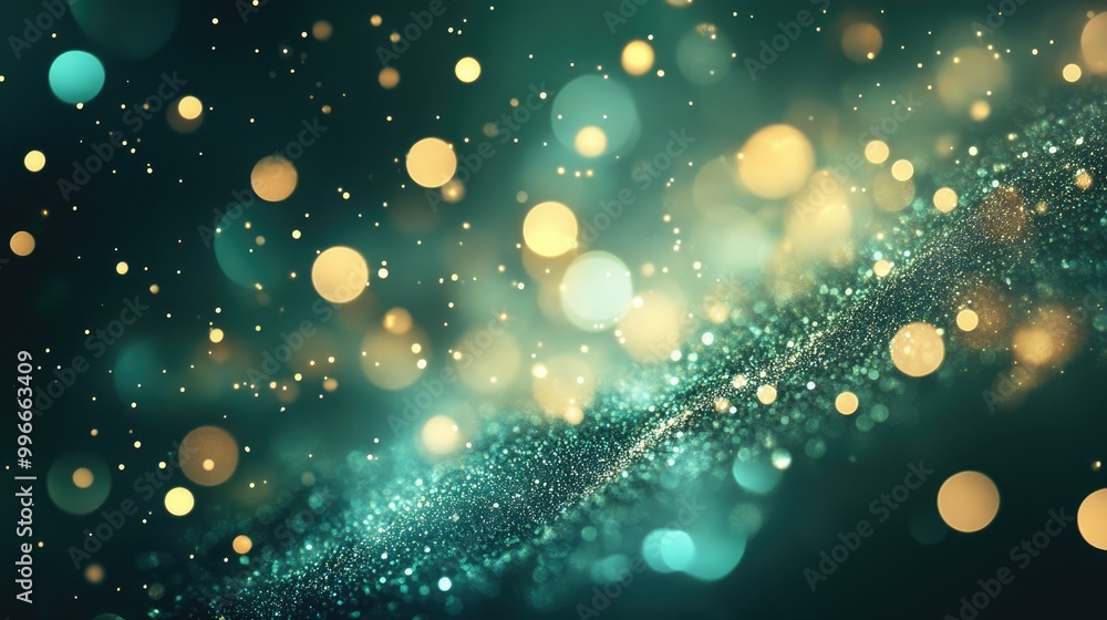 Aufkleber elegant abstract mint glitter particles flow gracefully underwater creating a luxurious shimmer a fe