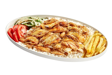 Turkish chicken doner with rice, Tavuk Döner