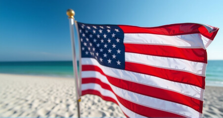 Obraz premium american flag on sky