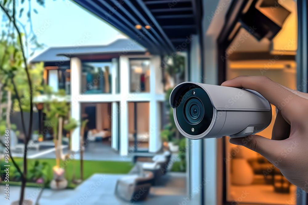 Aufkleber security system: mobile surveillance camera connecting for house monitoring
