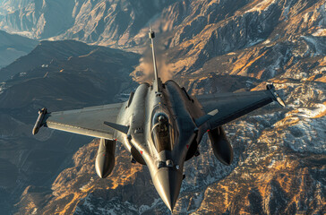 Military plane performing maneuvers over the Indian landscape during a training flight