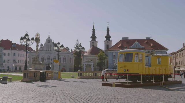 Timisoara (Temesvar) in Romania 4k 25 fps gimbal stock video.