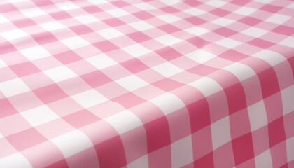 pink and white check tablecloth fabric background