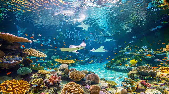 stingrays that swim freely in the ocean