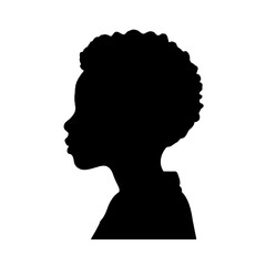 African Kid Silhouette – Black and White Vector Art on Transparent Background, Perfect for Tattoos and Ads