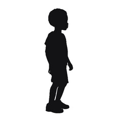 African Kid Silhouette Transparent Background – Black and White Vector Illustration for Tattoos and Logos