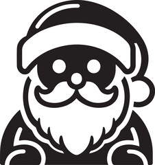 Black and white Santa Claus vector icon illustration.