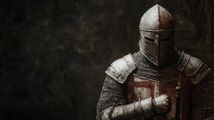 A close-up of a medieval knight in armor.