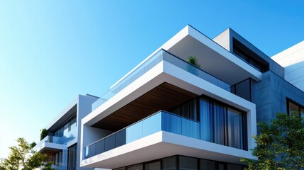 Contemporary Architectural Perspective Against a Clear Sky