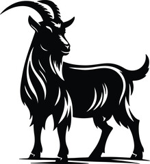 A goat silhouette vector art style on transparent background