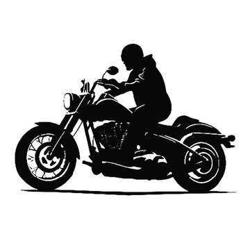 recommend clip art: Silhouette of Biker on Chopper Motorcycle – Transparent Background Vector for Icons and Logos