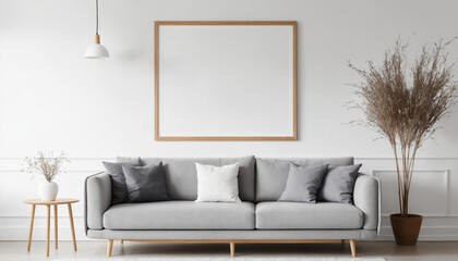 Mock up frame with minimal decoration close up in home interior background