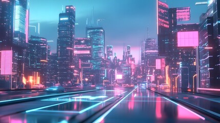 Fototapeta premium An advanced digital Cyber Monday shopping utopia featuring autonomous checkout stations captivating product demos and efficient logistics hubs in a cityscape