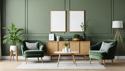 Mock up frame with minimal decoration close up in home interior background