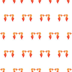 Fototapeta premium Goldfish with a fluffy tail. Seamless pattern. Vector illustration isolated on a white background.