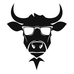 Bull with Glasses Silhouette – Transparent Background Vector Art for Advertisements and Tattoos