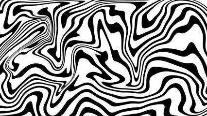 Abstract background of random black and white wave line texture. Black liquid abstract wallpaper