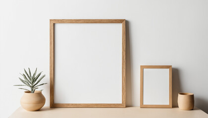 Mock up frame with minimal decoration close up in home interior background