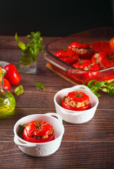 Delicious stuffed tomatoes with minced beef and rice.