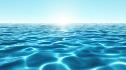 Fototapeta premium Serene ocean surface with gentle waves reflecting sunlight, creating a tranquil and vibrant atmosphere of nature's beauty.