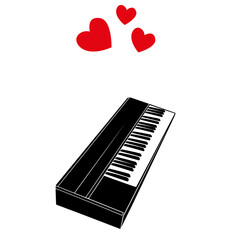 love with music logo. piano symbol. vector logo