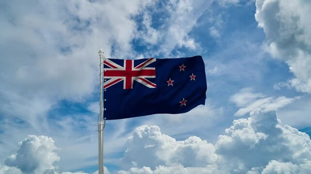 new zealand Flag waving background sky Cloud