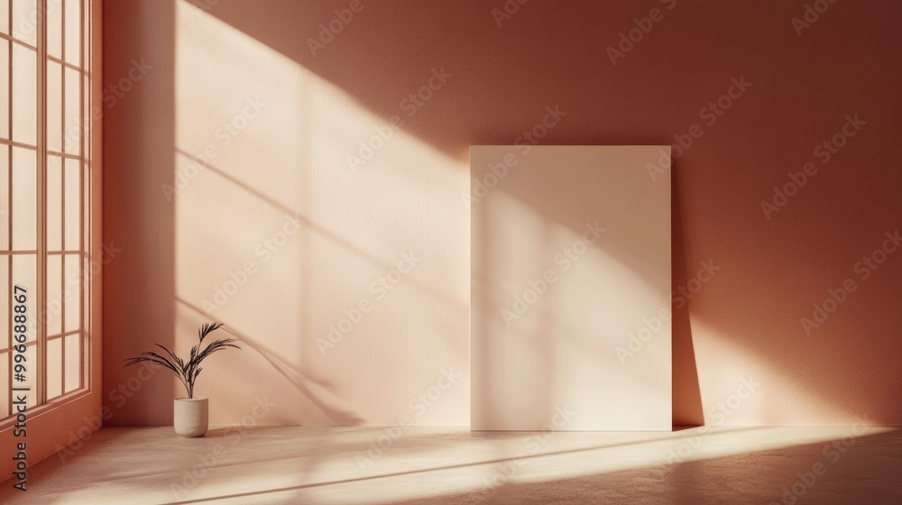 Poster a sleek standing brochure mockup elegantly displayed against a soft backdrop emphasizing its minimal